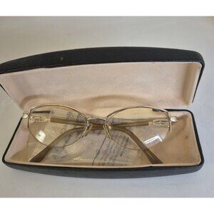 VTG Joan Collins 9776 Gold Eyeglass Frames With Case